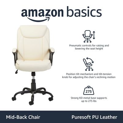 Gas Lift Mid-Back Office Computer Desk Chair con imbottitura in PU puresoft e telaio in metallo