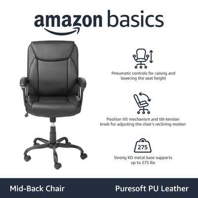 26&quot;D x 23.75&quot;W x 42&quot;H Mid-Back Puresoft PU Office Computer Desk Chair con 3 ascensori a gas