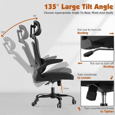 Modern Design Metal Ergonomic Mesh Office Chair con supporto lombare e braccia flessibili