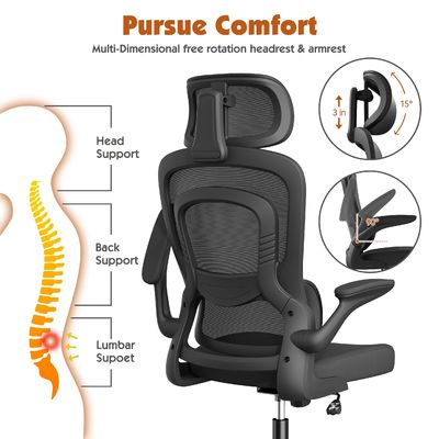 Modern Design Metal Ergonomic Mesh Office Chair con supporto lombare e braccia flessibili