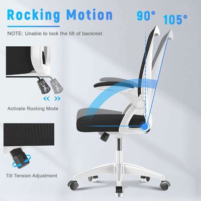 Comodo sedile per computer a schiena media con braccia flessibili e supporto lombare