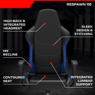 Confortevole sedia da gioco ergonomica con tessuto regolabile e poggiatesta integrato
