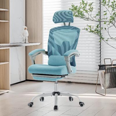 Sedia da ufficio ergonomica con ascensore a gas con cuscino lombare e poggiapiedi retrattile