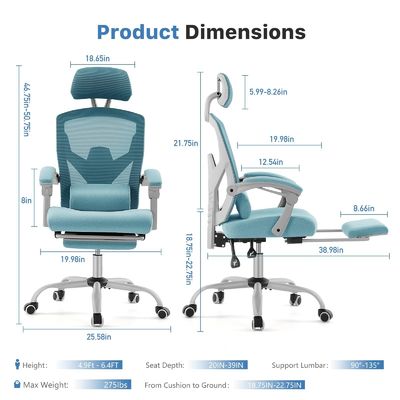 Sedia da ufficio ergonomica con ascensore a gas con cuscino lombare e poggiapiedi retrattile
