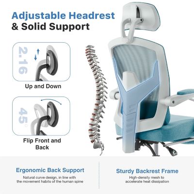 Sedia da ufficio ergonomica con ascensore a gas con cuscino lombare e poggiapiedi retrattile