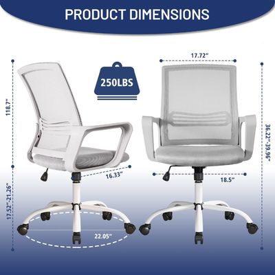 Sedile a scrivania girevole Silla Oficina Mesh Sedile da lavoro ergonomica Mid back per adulti