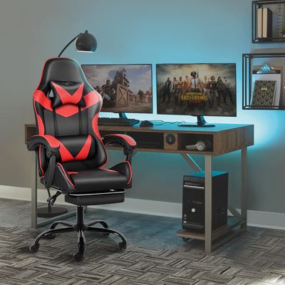Sedia ergonomica per giochi con poggiapiedi e supporto lombare 20&quot;D x 25&quot;W x 46&quot;H/360 Girante