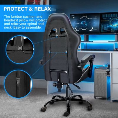 Sedia ergonomica per videogiochi con poggiapiedi e supporto lombare