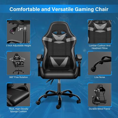 Sedia ergonomica per videogiochi con poggiapiedi e supporto lombare