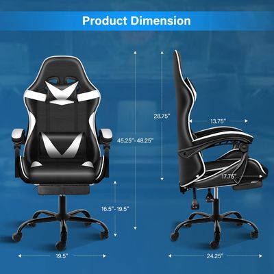 33 libbre di tessuto ergonomico sedia da gioco per computer con poggiapiedi e supporto lombare