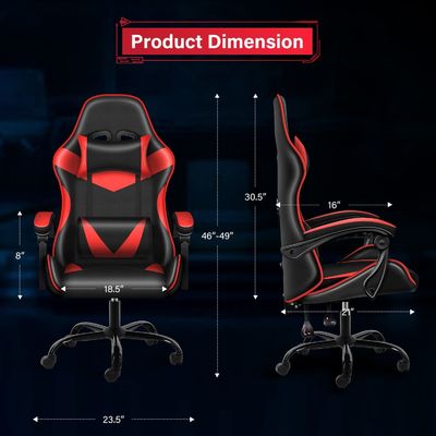 Sedile in plastica Sedile da gioco per computer in tessuto con poggiapiedi e supporto lombare Ergonomica