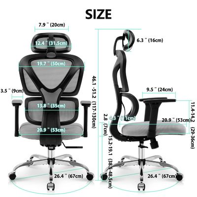 Confortevole sedia da ufficio ergonomica a schiena alta con 3 ascensori a gas e maglia traspirante