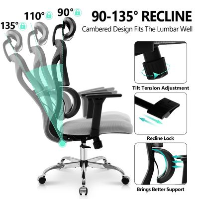 Confortevole sedia da ufficio ergonomica a schiena alta con 3 ascensori a gas e maglia traspirante
