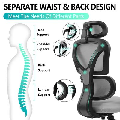 Confortevole sedia da ufficio ergonomica a schiena alta con 3 ascensori a gas e maglia traspirante