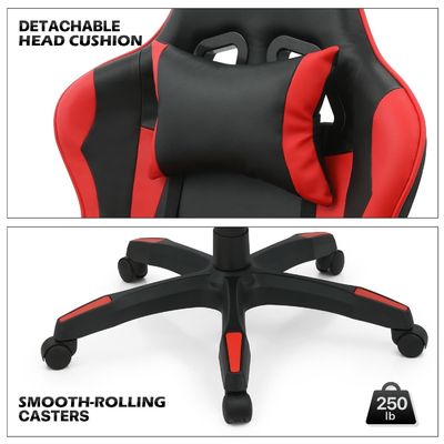 Sedia da gioco per computer in tessuto ergonomico ALINUNU con poggiatesta e lombare regolabile