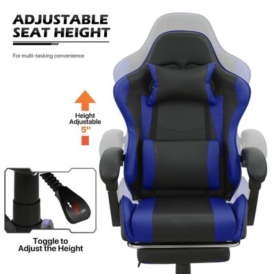 ALINUNU Sedile per giocatori regolabile ergonomica a colori personalizzati con poggiatesta e lombare