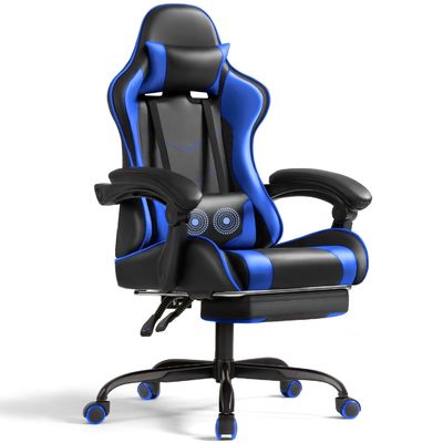 Sedia da gioco ergonomica con poggiapiedi e supporto lombare per massaggi