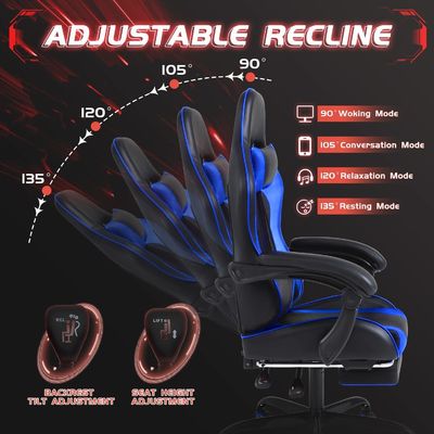 Sedia da gioco ergonomica con poggiapiedi e supporto lombare per massaggi