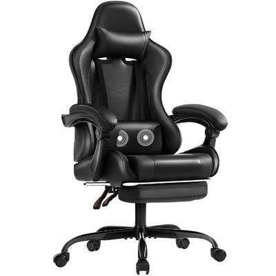 Sedia da gioco per computer ergonomica in stile moderno con poggiapiedi e supporto lombare per massaggi