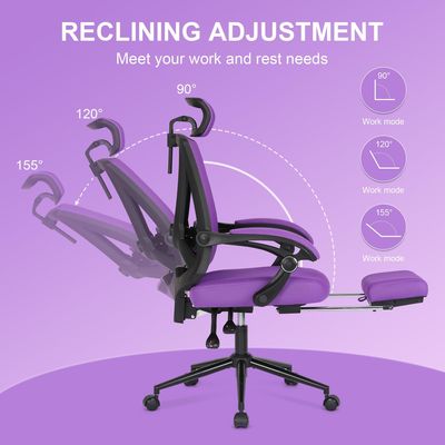 Acceptabile OEM ODM High Back Office Chair con supporto lombare e poggiapiedi regolabili in 2D