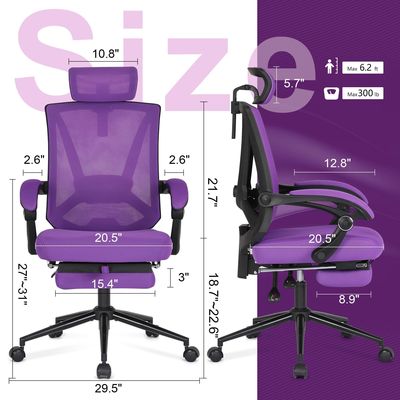 Acceptabile OEM ODM High Back Office Chair con supporto lombare e poggiapiedi regolabili in 2D