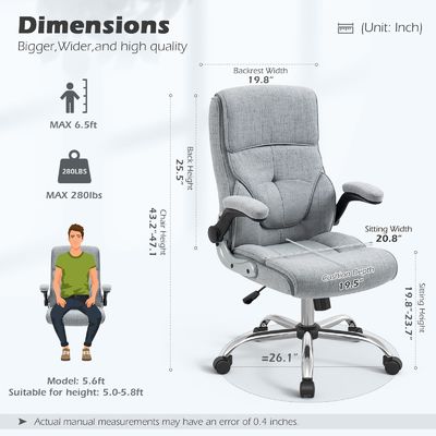 Moderno stile di design sedie per computer a schiena alta con supporto lombare