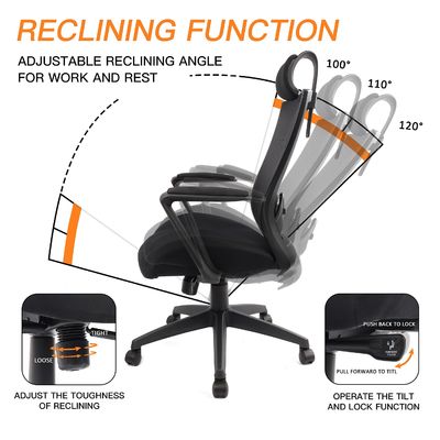 Sedile da ufficio a maglia ergonomica con cuscino ispessito e poggiatesta regolabile