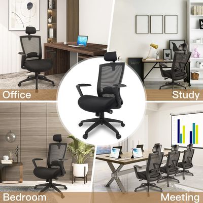 Sedile da ufficio a maglia ergonomica con cuscino ispessito e poggiatesta regolabile