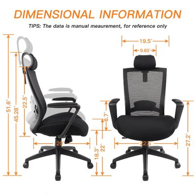 Sedile da ufficio a maglia ergonomica con cuscino ispessito e poggiatesta regolabile