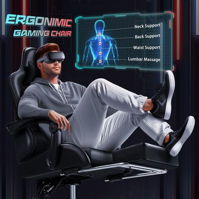 Sedile da gioco da corsa in pelle sintetica con supporto lombare per massaggi e sedile girevole 360