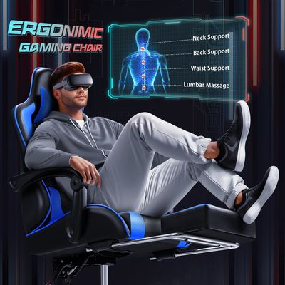 Sedile da gioco da corsa in pelle sintetica con supporto lombare per massaggi e sedile girevole 360