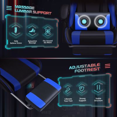 Sedile da gioco da corsa in pelle sintetica con supporto lombare per massaggi e sedile girevole 360