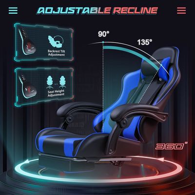 Sedile da gioco da corsa in pelle sintetica con supporto lombare per massaggi e sedile girevole 360