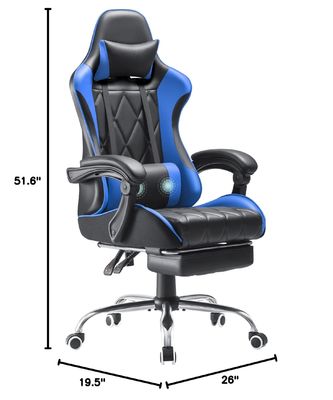 Sedia da videogioco a schiena alta con poggiapiedi e supporto lombare per massaggi colore personalizzato