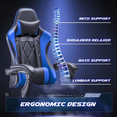 Sedia da videogioco a schiena alta con poggiapiedi e supporto lombare per massaggi colore personalizzato