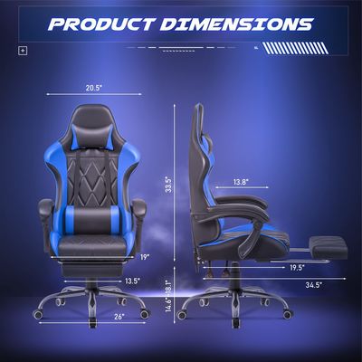 Sedia da videogioco a schiena alta con poggiapiedi e supporto lombare per massaggi colore personalizzato