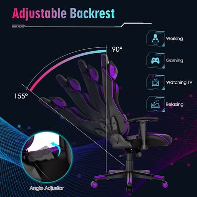 Sedia da gioco ergonomica da corsa ALINUNU con supporto lombare regolabile e imbottitura a spugna