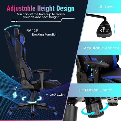 ALINUNU Metal Type Aluminum Racing Ergonomic Gaming Chair con supporto lombare regolabile