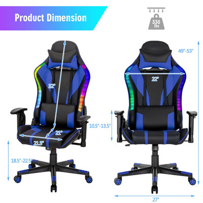 ALINUNU Metal Type Aluminum Racing Ergonomic Gaming Chair con supporto lombare regolabile