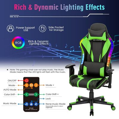 Confortevole sedia da gioco ergonomica RGB con design regolabile e luci LED RGB