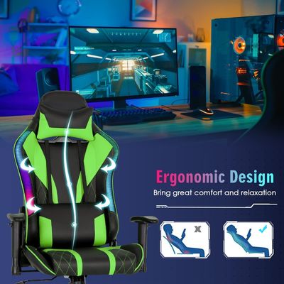 Confortevole sedia da gioco ergonomica RGB con design regolabile e luci LED RGB
