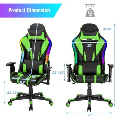 Confortevole sedia da gioco ergonomica RGB con design regolabile e luci LED RGB