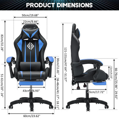 Poltrona da gioco ergonomica a colori personalizzati con poggiapiedi a luci a LED e stile girevole