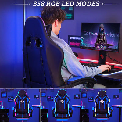 Poltrona da gioco ergonomica a colori personalizzati con poggiapiedi a luci a LED e stile girevole