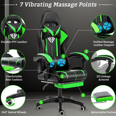Moderno design ALINUNU Ergonomico Computer Massaggio Sedile da gioco con luci a LED e poggiapiedi