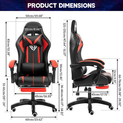 39.75 libbre Ergonomico Computer Massaggio Sedile da gioco con luci a LED e poggiarepiedi