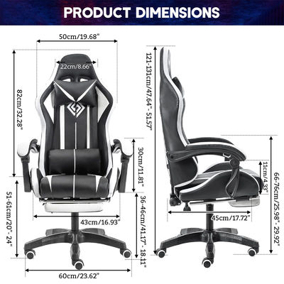 ALINUNU Faux Leather Ergonomic Computer Massage Gaming Chair con luci a LED e poggiapiedi