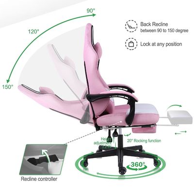 Moderno design pelle sintetica ergonomico sedia da gioco per computer con poggiapiedi ALINUNU
