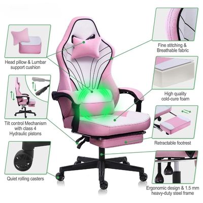 Moderno design pelle sintetica ergonomico sedia da gioco per computer con poggiapiedi ALINUNU