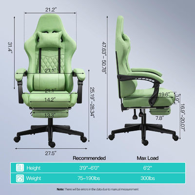 Sedile da gioco ergonomica con poggiapiedi e massaggio Peso massimo raccomandato 300 libbre